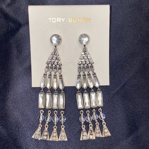 Tory Burch Crystal Tassel Earrings